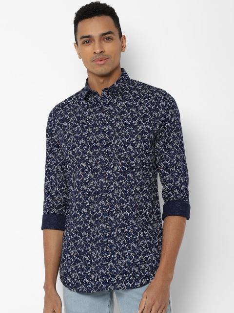 

Allen Solly Men Navy Blue & White Slim Fit Printed Casual Shirt