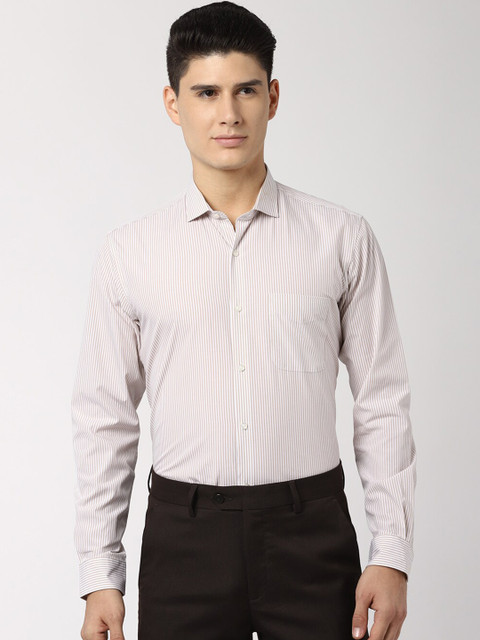 

Peter England Men White Regular Fit Striped Formal Shirt
