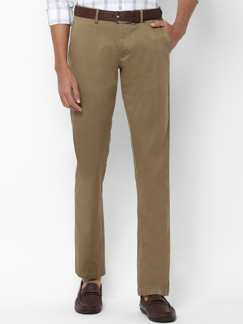 

Allen Solly Men Khaki Slim Fit Solid Formal Trousers