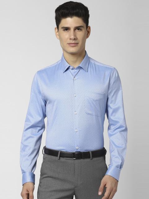 

Peter England Elite Men Blue Slim Fit Self Design Formal Shirt