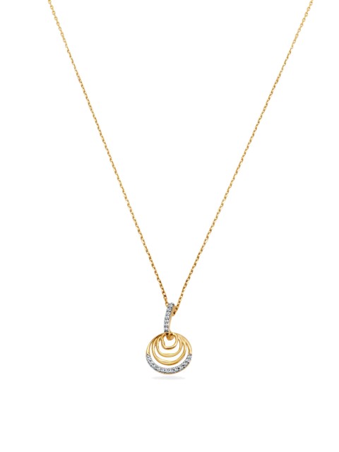 

Mia by Tanishq Yellow Gold Embellished Lovely Loops Pendant & Chain