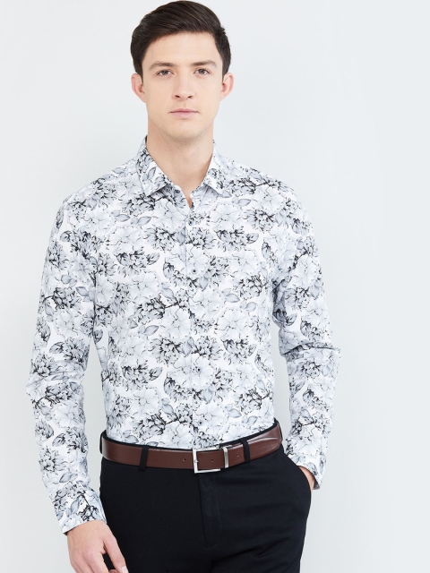 

max Men White & Black Regular Fit Printed Formal Shirt