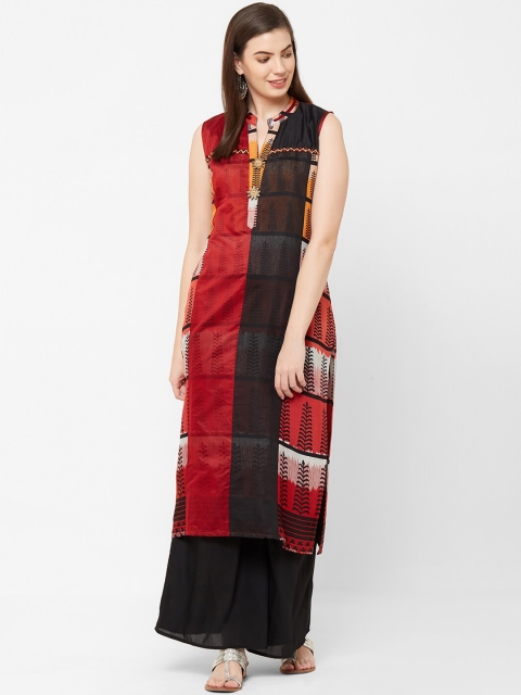 

Juliet Women Black & Red Printed Straight Kurta