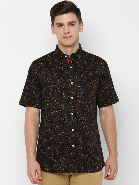 

Allen Solly Men Black & Yellow Slim Fit Printed Casual Shirt