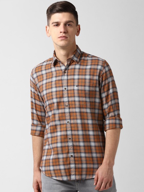 

Peter England Casuals Men Beige Slim Fit Checked Casual Shirt