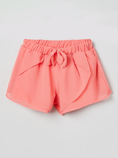 

max Girls Peach Solid Regular Fit Hot Pants