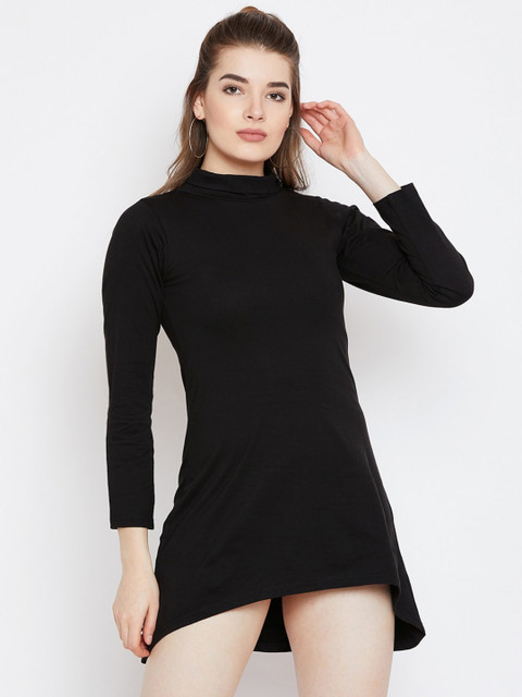 

CHROME & CORAL Women Black Solid Sheath Dress