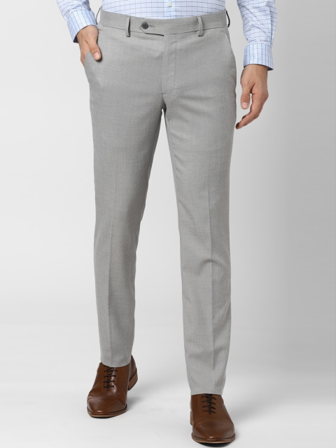 

Peter England Men Grey Slim Fit Solid Formal Trousers