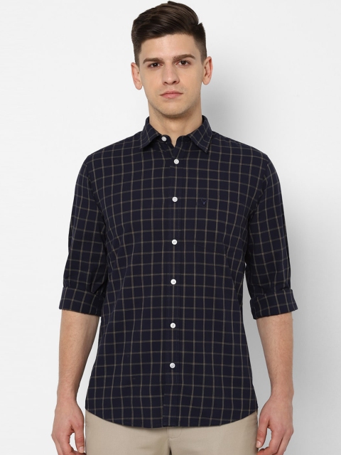 

Allen Solly Men Navy Blue & Beige Slim Fit Checked Casual Shirt