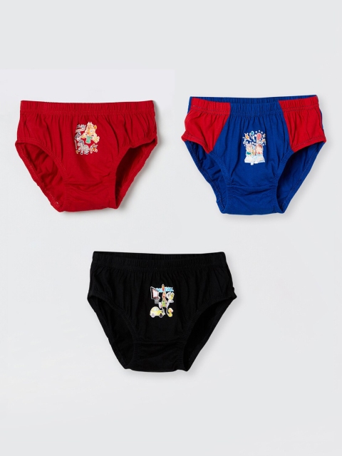

max Boys Pack Of 3 Printed Hipster Briefs NOS20MFIN07, Red