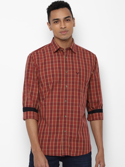Allen Solly Men Red Slim Fit Checked Casual Shirt