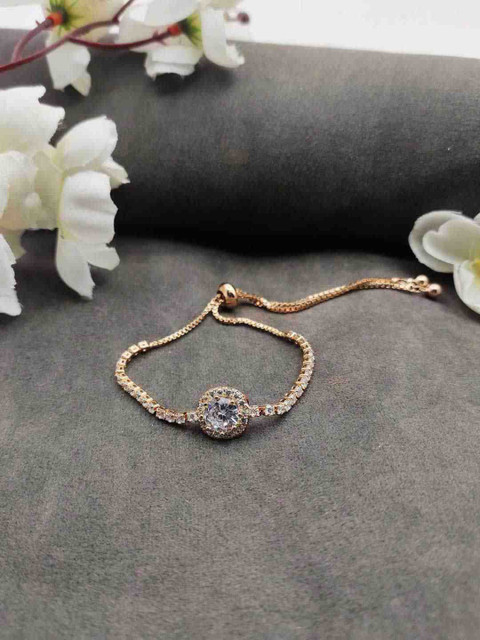 

Sia Art Jewellery Rose Gold-Plated Brass CZ Studded Link Bracelet