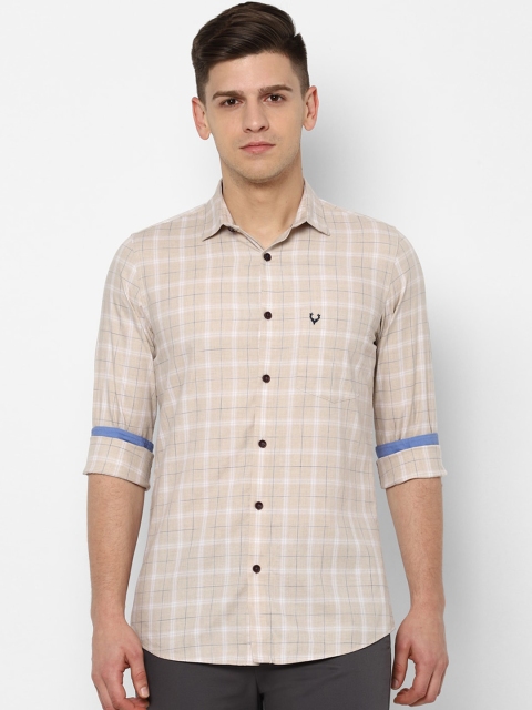 

Allen Solly Men Beige Slim Fit Checked Casual Shirt