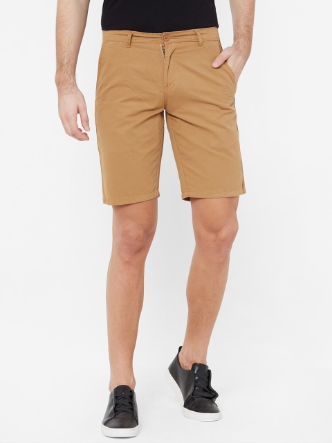 FiTZ Men Khaki Solid Regular Fit Regular Shorts