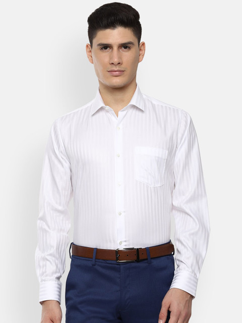 

Van Heusen Men White Slim Fit Self Design Formal Shirt