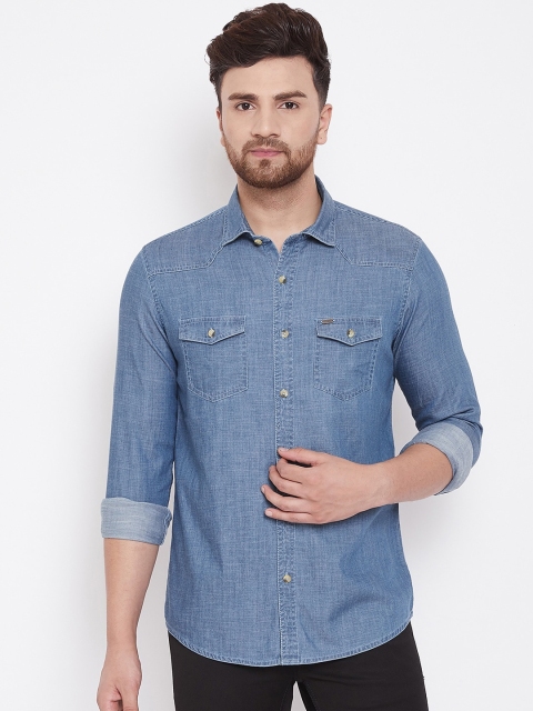 

Canary London Men Blue Smart Slim Fit Solid Casual Denim Shirt