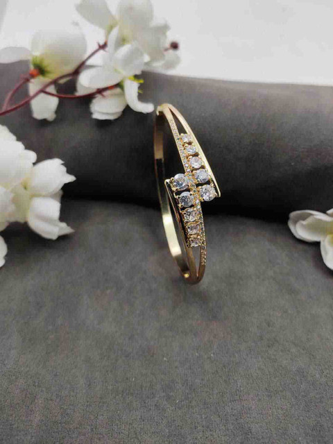 

Sia Art Jewellery Gold-Plated Cubic Zirconia Studded Bangle-Style Bracelet