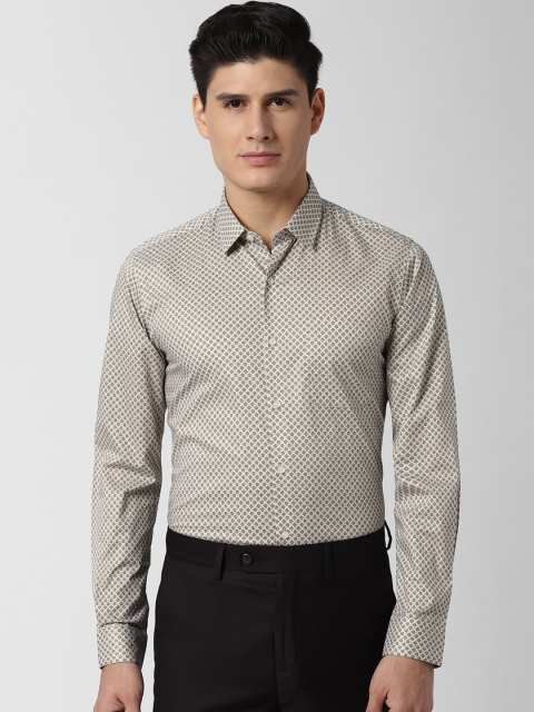 

Peter England Men Beige Slim Fit Printed Formal Shirt