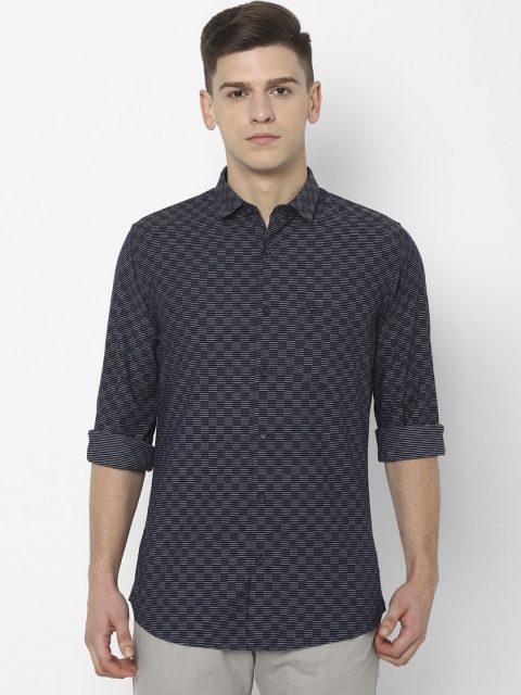

Allen Solly Men Grey & Navy Blue Slim Fit Self-Checked Casual Shirt