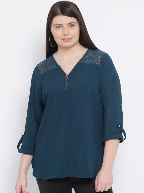 

Oxolloxo Women Teal Blue Solid Top