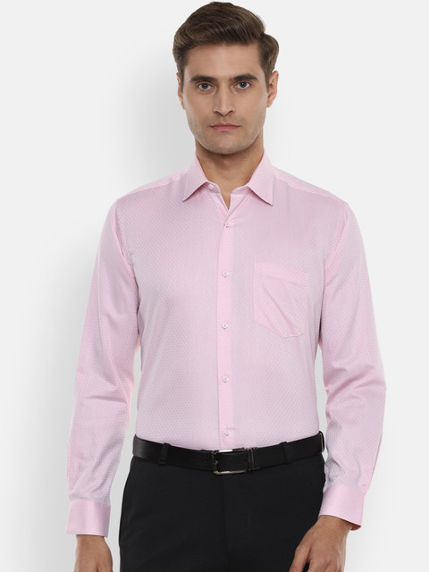 

Van Heusen Men Pink Regular Fit Self Design Formal Shirt