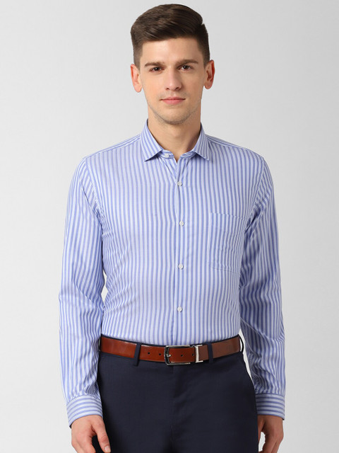 

Peter England Men Blue Slim Fit Striped Formal Shirt