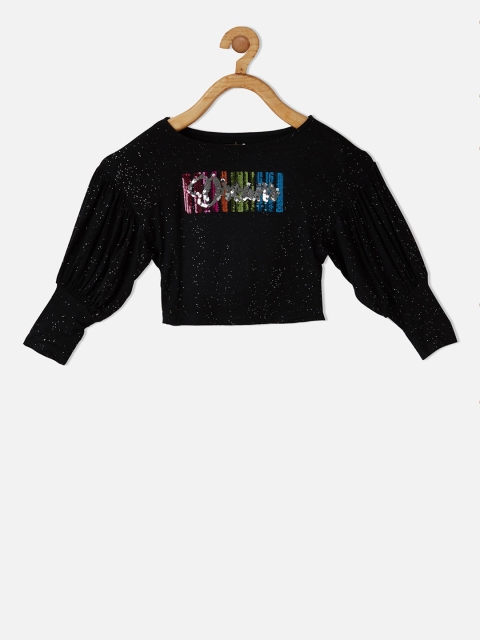 

VITAMINS Girls Black Embellished Top