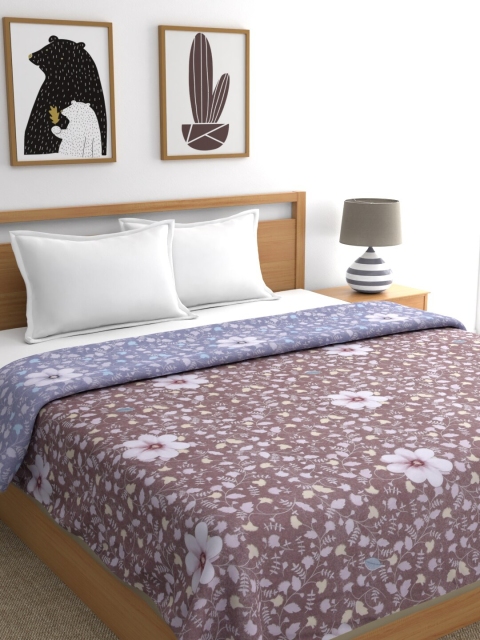

Trident Blue Floral AC Room 90 GSM Reversible Double Bed Dohar
