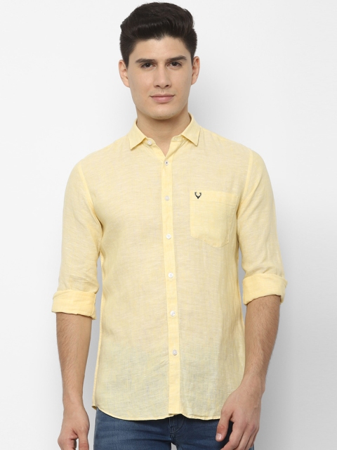 

Allen Solly Men Yellow Slim Fit Solid Linen Casual Shirt