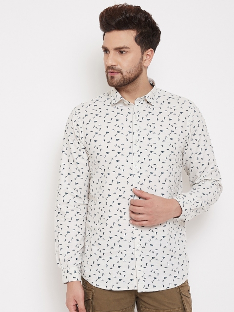 

Canary London Men Off-White & Blue Slim Fit Printed Casual Shirt