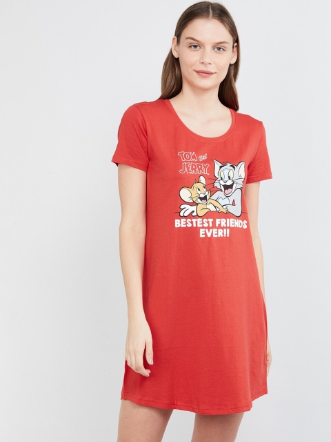 

max Red Tom & Jerry Printed Knitted Sleep T-Shirt