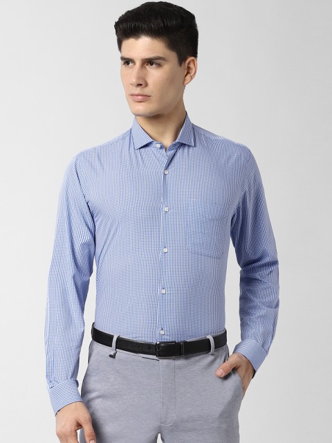 

Peter England Men Blue & White Regular Fit Checked Formal Shirt