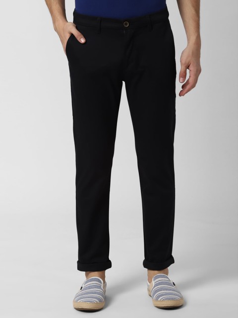 

Peter England Casuals Men Black Slim Fit Solid Regular Trousers