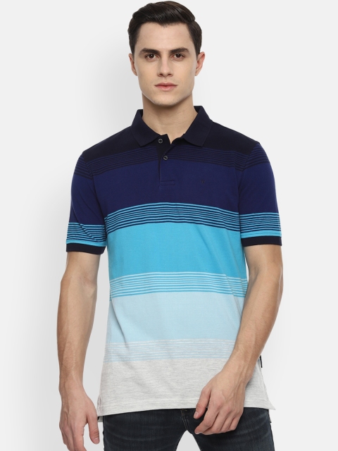 

Van Heusen Sport Men Blue Colourblocked Polo Collar Pure Cotton T-shirt