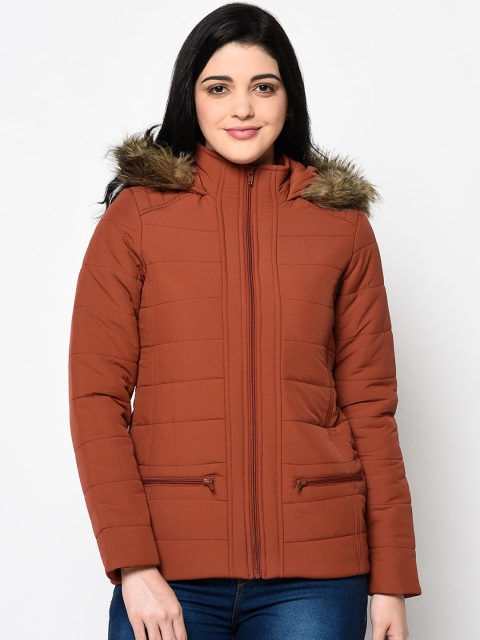 

Trufit Women Rust Orange Solid Insulator Parka Jacket