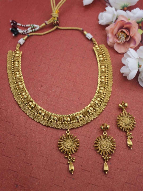 

Sia Art Jewellery Gold-Plated South Indian Antique Jewellery Set