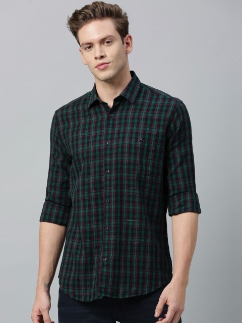 

RARE RABBIT Men Green Tailored Fit Checked Casual Shirt