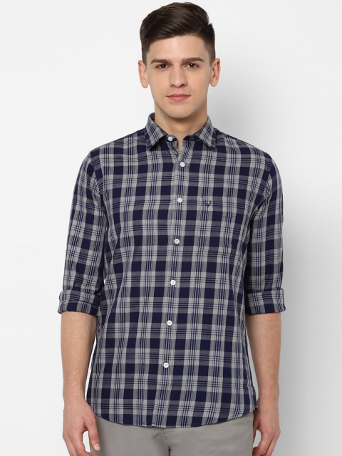 

Allen Solly Men Navy Blue & Grey Slim Fit Checked Casual Shirt