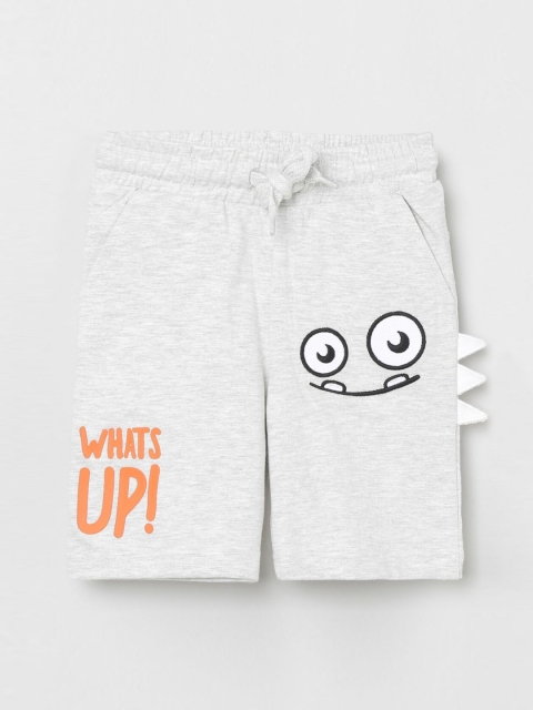 

max Boys Grey Printed Regular Fit Shorts