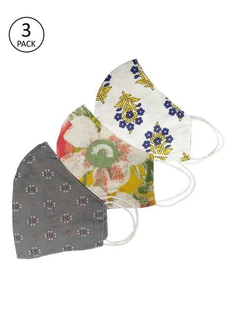 

Aditi Wasan Unisex Pack of 3 Printed 3-Ply Anti-Pollution Reusable Cloth Masks, Multi