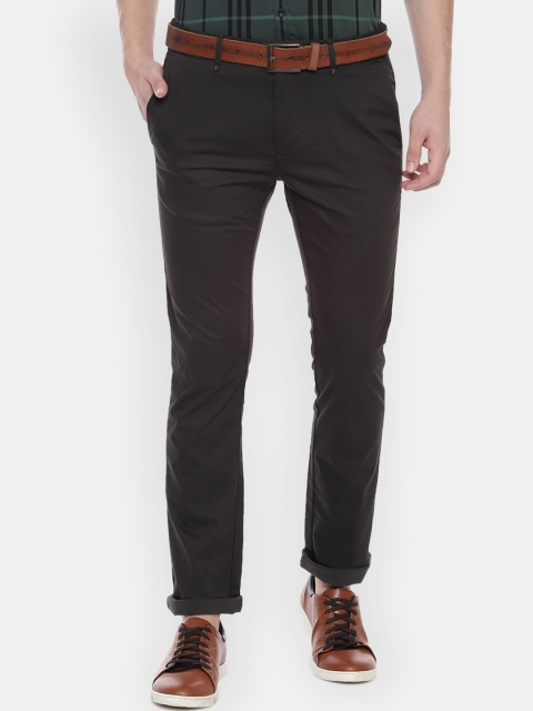 

V Dot Men Brown Slim Fit Solid Regular Trousers