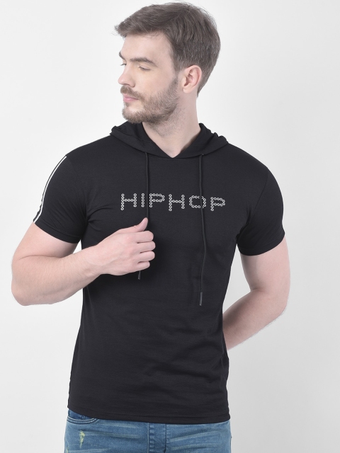 

Rex Straut Jeans Men Black Printed Hood T-shirt