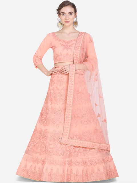 

Mitera Peach-Coloured Unstitched Lehenga & Blouse with Dupatta