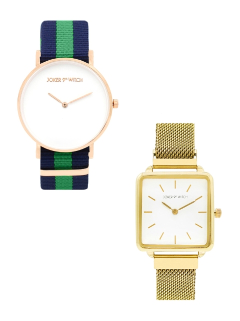 

JOKER & WITCH Unisex Set Of 2 Gold-Toned & White Kai & Jinora Couple Watches JWCW53