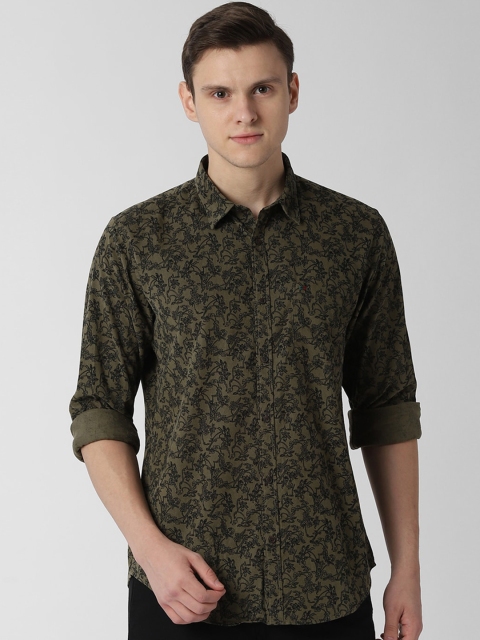 

Peter England Casuals Men Olive Green & Black Slim Fit Printed Casual Shirt