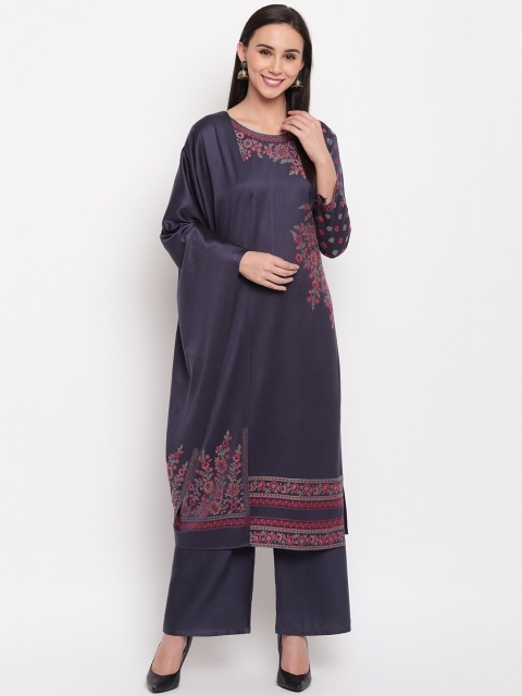 

HK colours of fashion Grey & Maroon Viscose Rayon Unstitched Dress Material