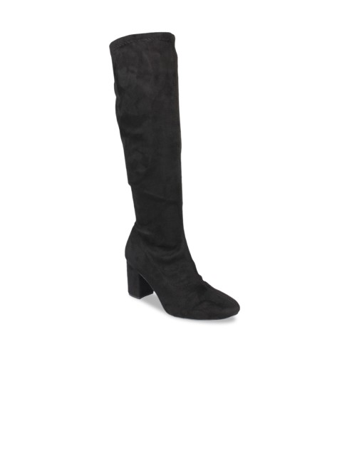 

Flat n Heels Women Black Solid Heeled Boots