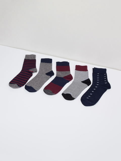 

max Men Pack Of 5 Patterned Above-Ankle Socks, Grey