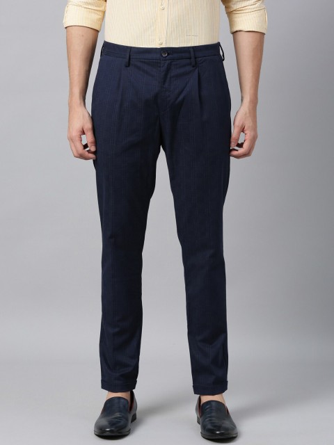 

RARE RABBIT Men Blue Slim Fit Solid Regular Trousers