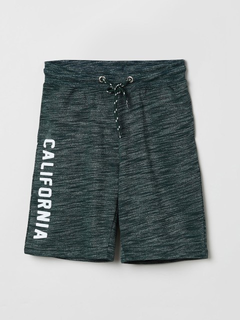 

max Boys Green Printed Regular Fit Sports Shorts